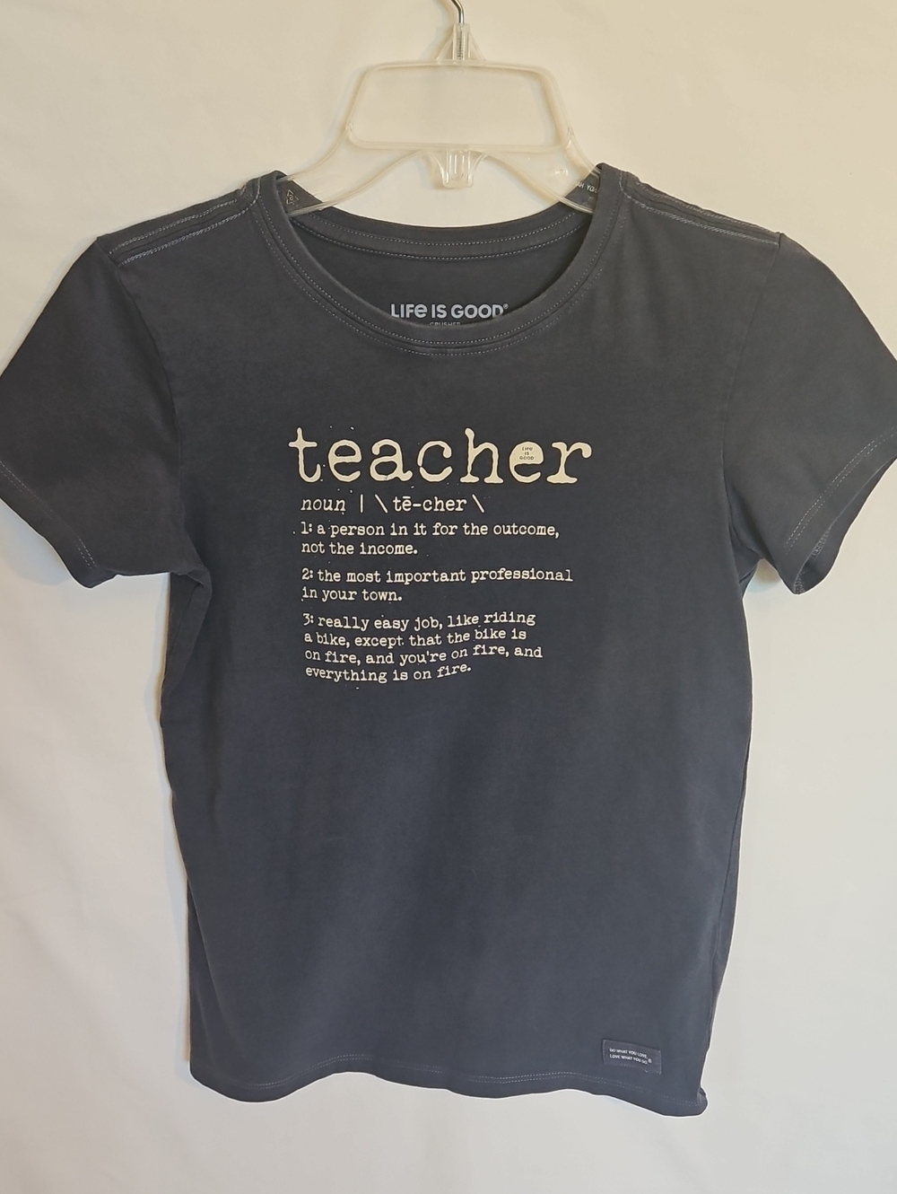 Life Is Good Women's Navy Short Sleeve 'Teacher' Tee